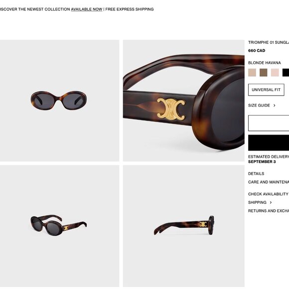 Brand new Celine Triomphe oval sunglasses Havana - Picture 1 of 5